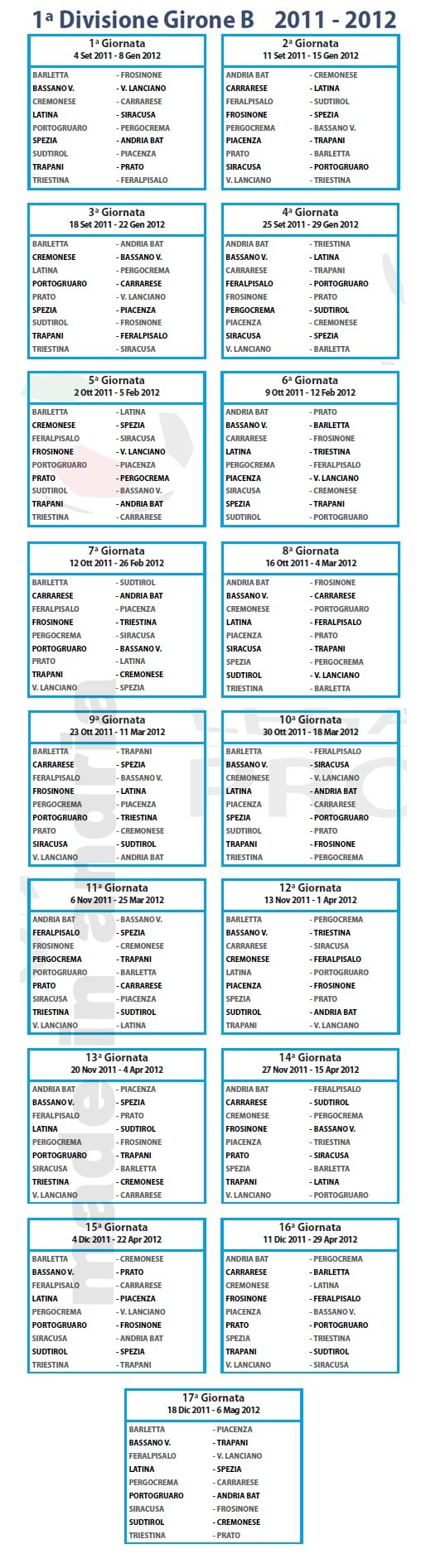 Calendario Prima Divisione Girone B 2011-2012